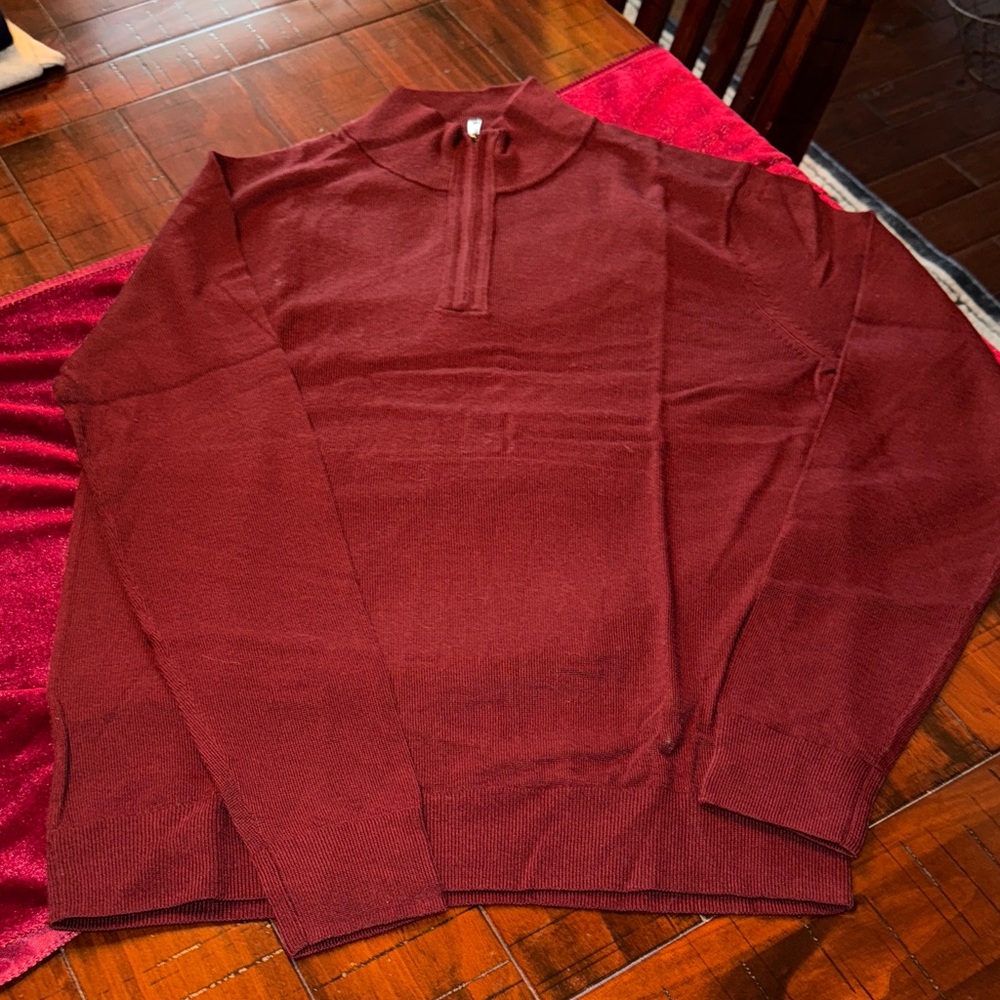 Banana Republic Men's Burgundy Zip-Up Sweater